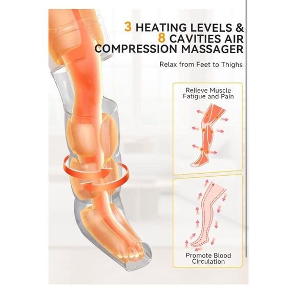 Leg Massger w Heat Compression Foot Calf Thigh Massage 3 Heat 6 Massage Settings - Picture 11 of 16